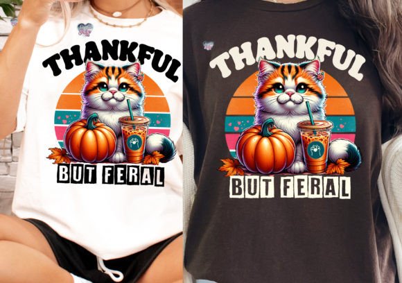 Cute but Feral Cat PNG: Thankful Fall Design