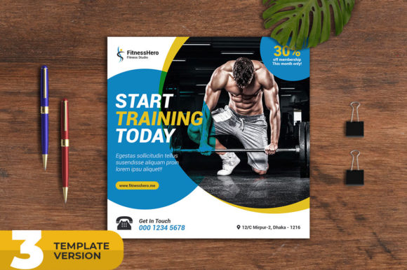 Dynamic Fitness Gym Social Media Banner Templates